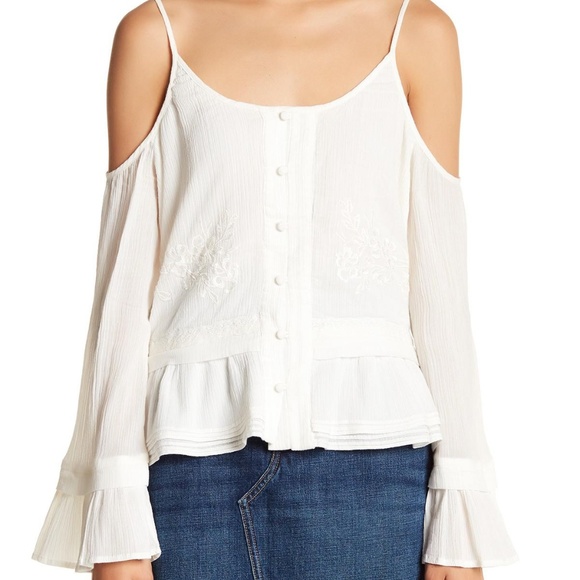 Jessica Simpson 'Jenna' white cold shoulder blouse - Picture 1 of 4